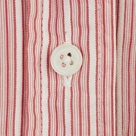 Talbots Women's Plus 1X Pink Striped Long Sleeve Button Up Shirt Collared - Picture 4 of 8